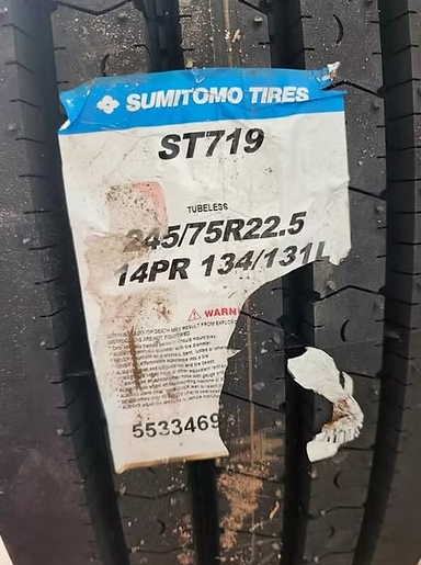 Two New Tires Sumitomo ST719 Regional All Position FET SUMI 5533469 245/75R22.5