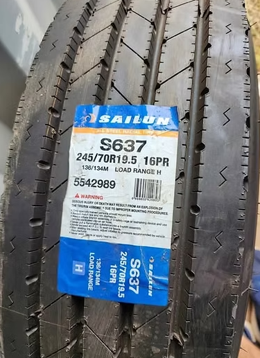 One New Tire Sailun S637 245/70R19.5 16PR 136/134M IOAD RANGE H