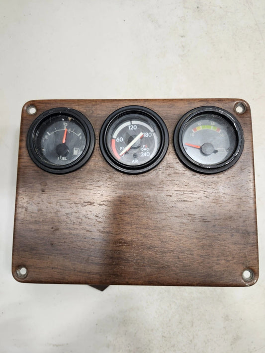 Freightliner FLD Woodgrain Dash Panel w/ 3 Black Gauges - P/N 22-20982-005