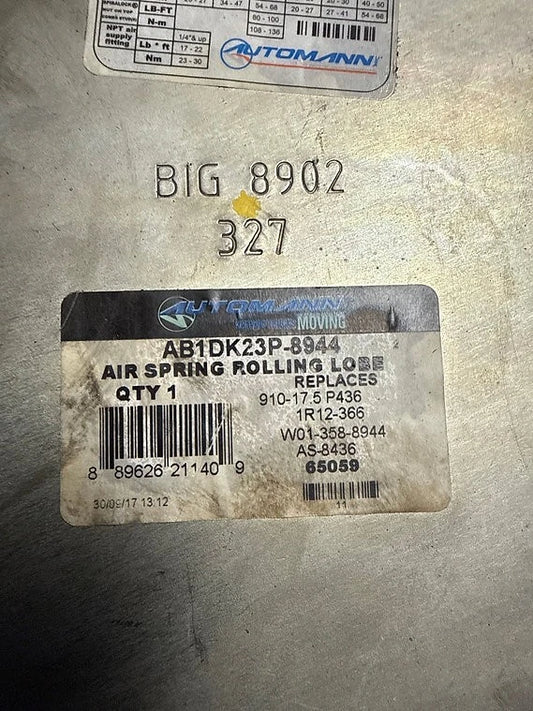 Air Spring Bag Replaces W01-358-8944, 1R12-366, 8436 Hendrickson S20217